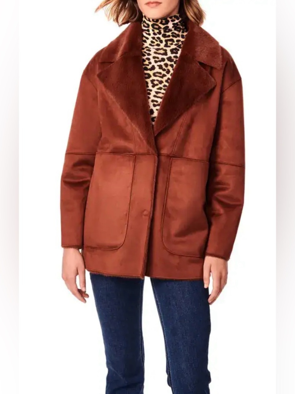 BERNARDO
Faux Shearling Coat in Ginger